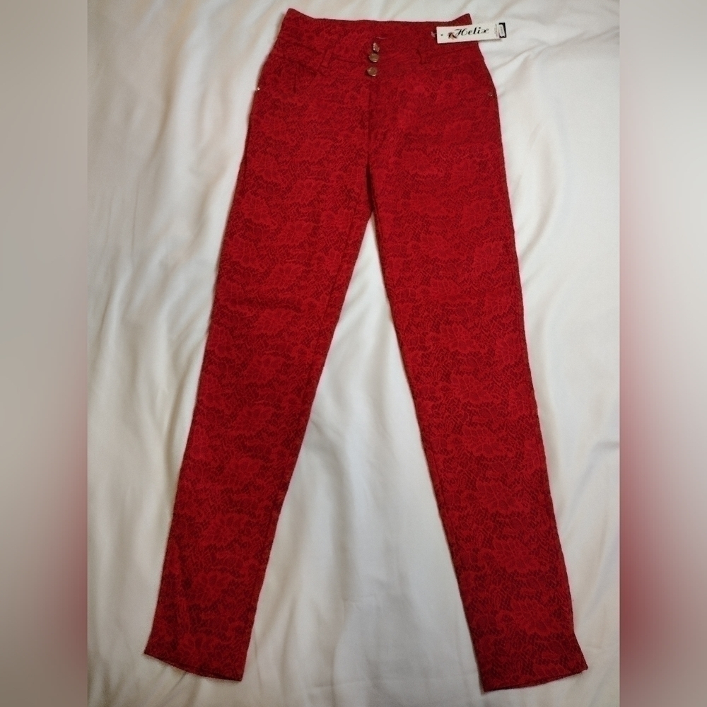 HELIX Red Floral Tapered Pants
